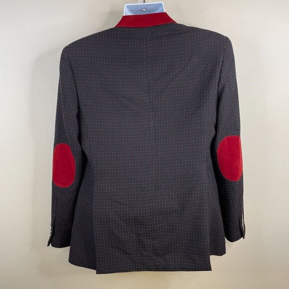 Vintage Y2K Velour Trim Retro Hipster Dinner Jacket 40 Slim Cocktail Blazer - Picture 4 of 16